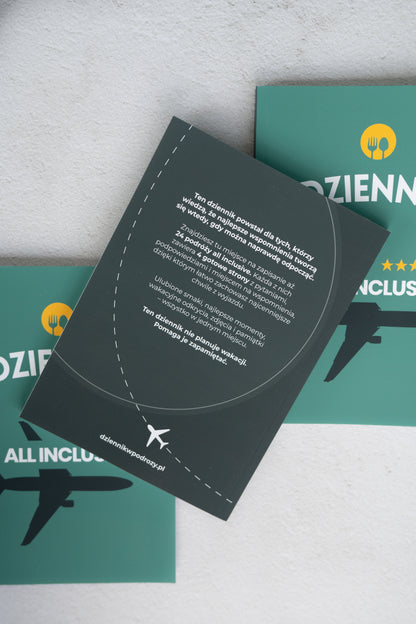 Dziennik Podróży na wakacje All Inclusive - pamiętnik do uzupełniania